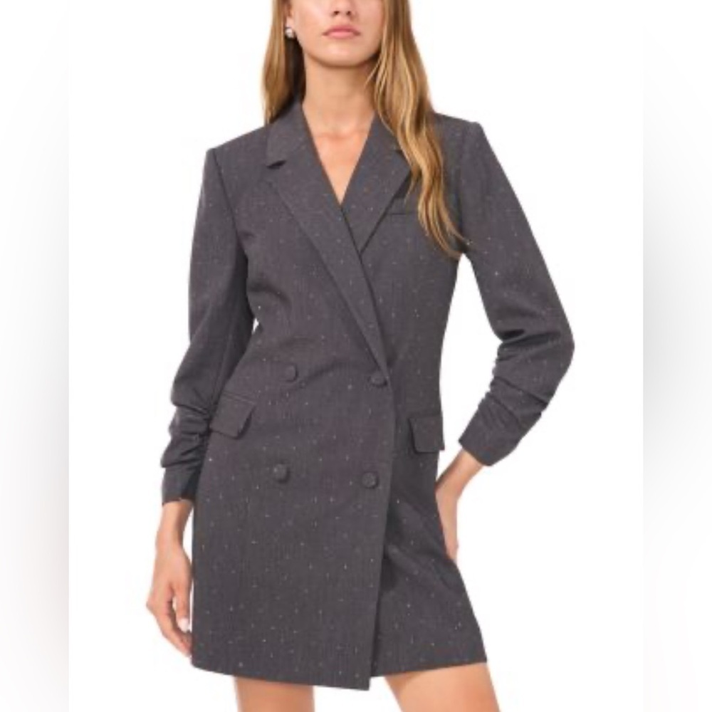 1. State Charcoal Embellished Double-Breasted Blazer Mini Dress NWT